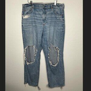 American Eagle Strigid Highest Rise Baggy Distressed Straight Jean 20 Reg #22